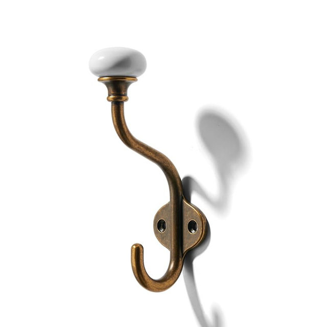khtumeware 5-Pack Zinc Alloy Antique Brass Coat Hooks Modern, Simple and wall Decoration Towel Robe Hooks Bedroom Ceramic Coat Hooks Suitable for Living Rooms, homestays and Hotels mudroom Hooks