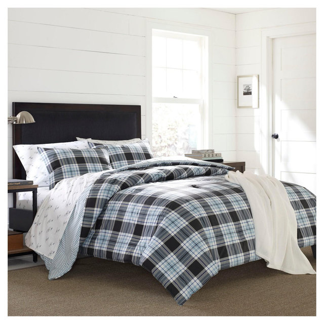 Atlantic Blue Lewis Plaid Comforter Set (Full/Queen)3-pc - Eddie Bauer