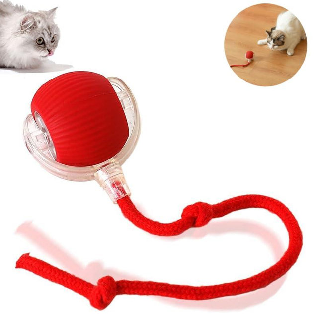 ZONCIHO 2025 New Interactive Cat Toys Balls,Automatic Moving Cat Balls, Cat Toys for Bored Indoor Cats（Red）