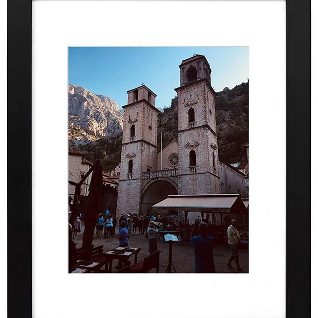 Golden State Art, 11x14 Black Photo Wood Frame with Real Glass and White Mat for 8x10 Picture