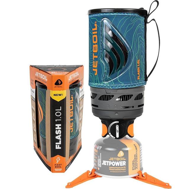 Jetboil Flash 1.0L Portable Fast Boil Stove for Camping and Backpacking with 1-Step Auto Ignition, New for 2025, Propane/Isobutane Burner with Cooking Cup