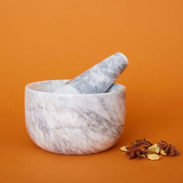 Small Marble Mortar Pestles (Marble, Wide)