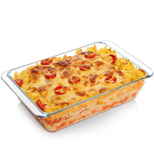 NUTRIUPS 3.7QT Rectangular Deep Glass Baking Dish, Glass Baking Pan for Oven, Clear Bakeware Deep Casserole Dish(3.7QT)