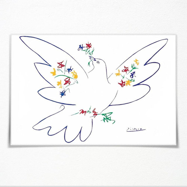 Pablo Picasso Dove of Peace Poster Painting Print on Canvas Bedroom Wall Art Decoration Pictures for Living Room Home Office Decor Unframed12x8inch