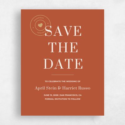 Orange Wedding Save the Date - Perch Stamp