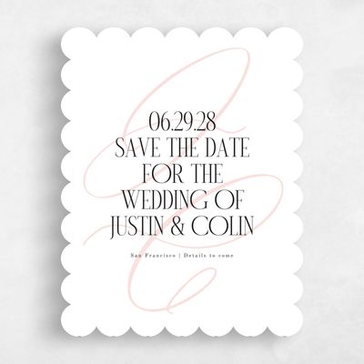 White Scalloped Wedding Save the Date - Ferrara Portrait