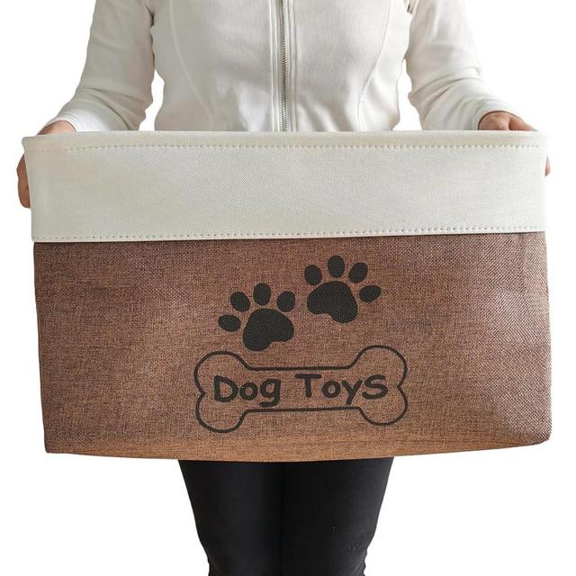 CPAKOWLGOO Large Dog Toy Basket Collapsible Dog Toy Box Shape Keeping Rectangle Dog Toy Bin for Pet Toys,Accessories