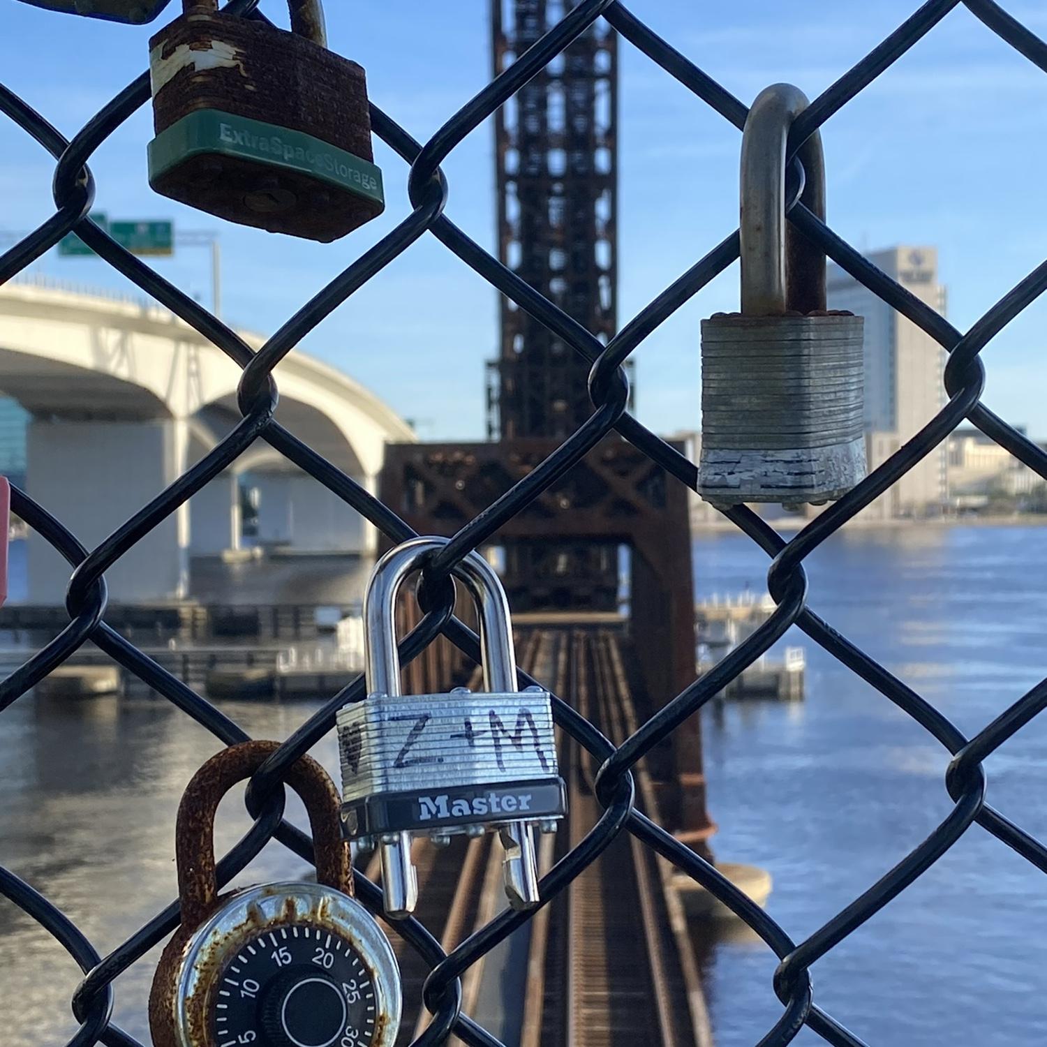 Put our lock on the riverwalk in Jacksonville on a date