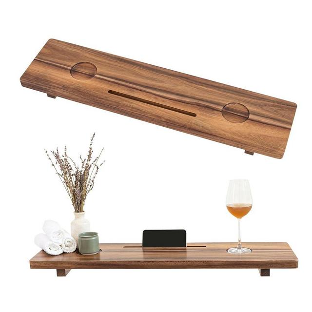 Premium Nature Shed Bathtub Tray | Solid Acacia Wood Bath Tray for Tub | Anti-Tip, Non-Toxic, Sustainable Bathtub Caddy | Adjustable Bath Tub Tray for Standard-Size Tubs | Minimalist, Luxury Design