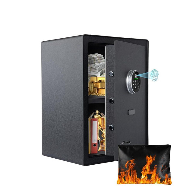 2.0 Cu.Ft Large Home Safe,with Fireproof Waterproof Bag, Heavy Duty Fingerprint Security Safe, Built-In Drawer and Removable Shelf for Storing Valuables