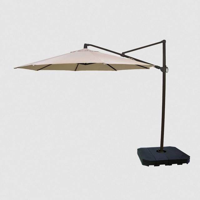 11' Offset Patio Umbrella Tan - Black Pole - Threshold™