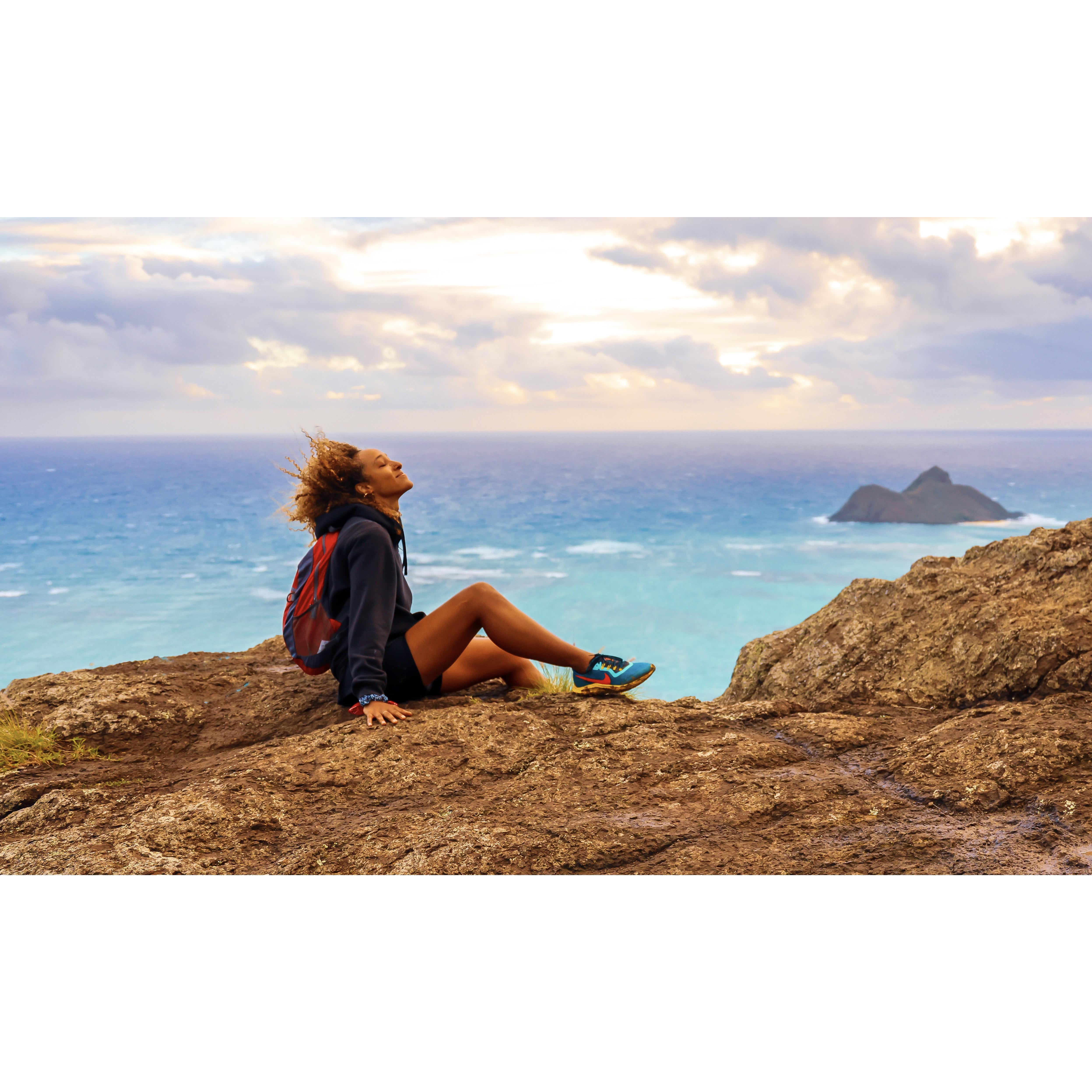 Traci at the Top Pill Box Hike, Oahu