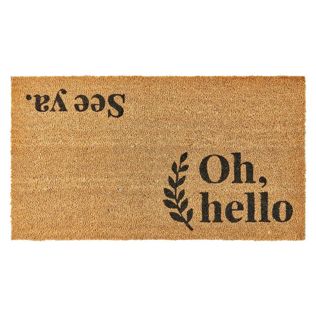KANKUN Coco Coir Door Mat with Heavy Duty Backing, Welcome Doormat (17" x 30"), Doormat Entrance (Welcome Oh Hello)