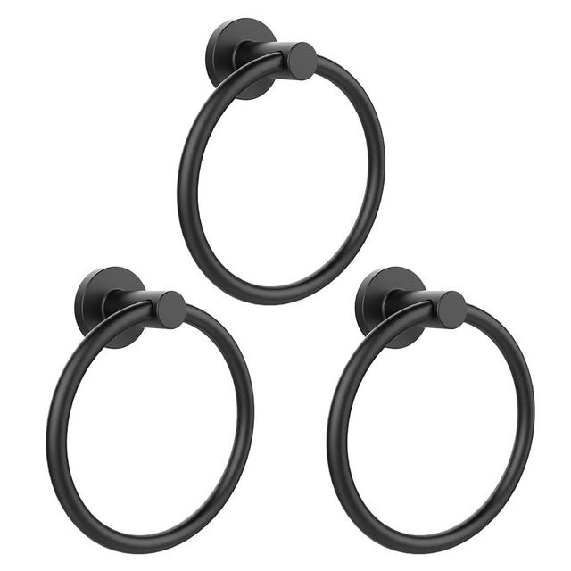 SetSail Towel Holder for Bathroom Wall Matte Black Towel Ring 304 Stainless Steel Hand Towel Holder Heavy Duty Towel Hanger for Bathroom, 3 Packs