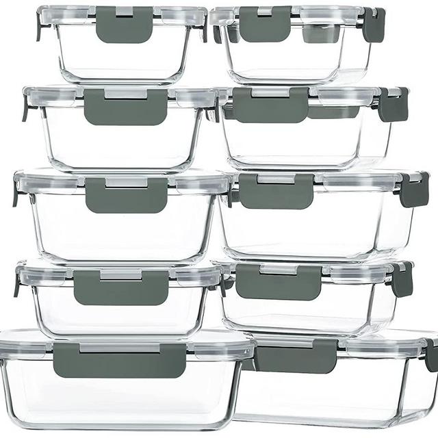 ODOMU 4 Pack Fridge Food Storage Container with Lids, Plastic