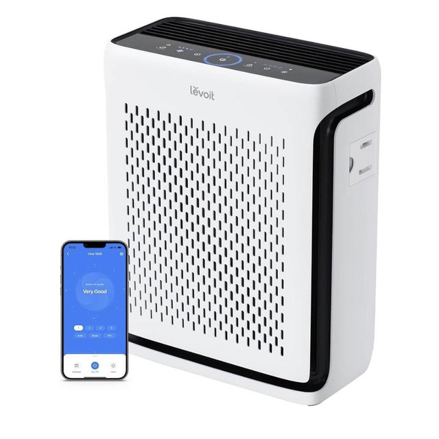 LEVOIT Air Purifier for Home Large Room Up to 1073Ft² with Air Quality Monitor, AHAM VERIFIDE, Smart WiFi, Washable Pre-Filter, HEPA Sleep Mode for Pets, Allergies, Dust, Pollen, Vital 100S-P, White