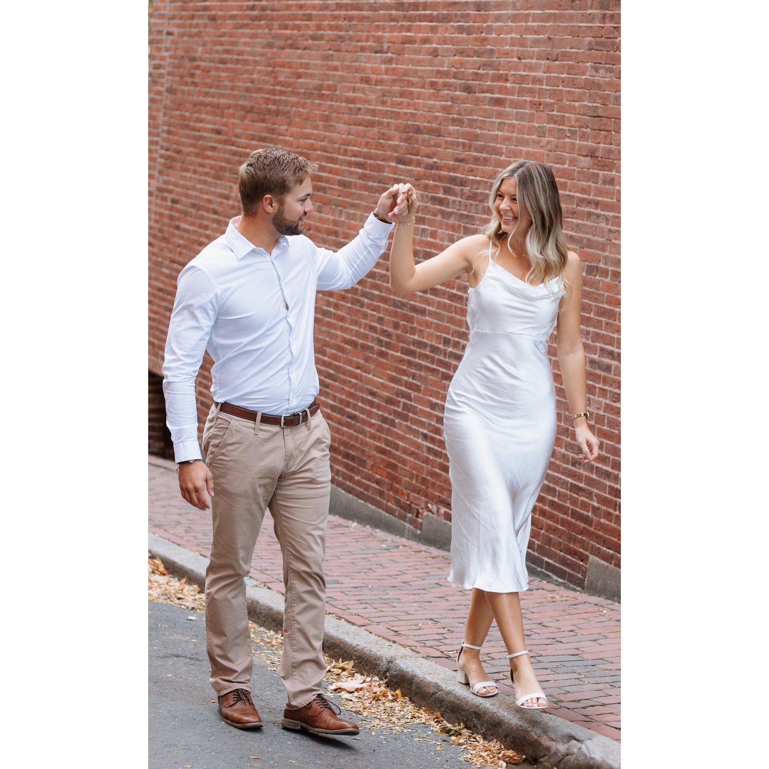 Engagement pictures taken in Boston, Massachusetts on Acorn Street. (October 17, 2024)