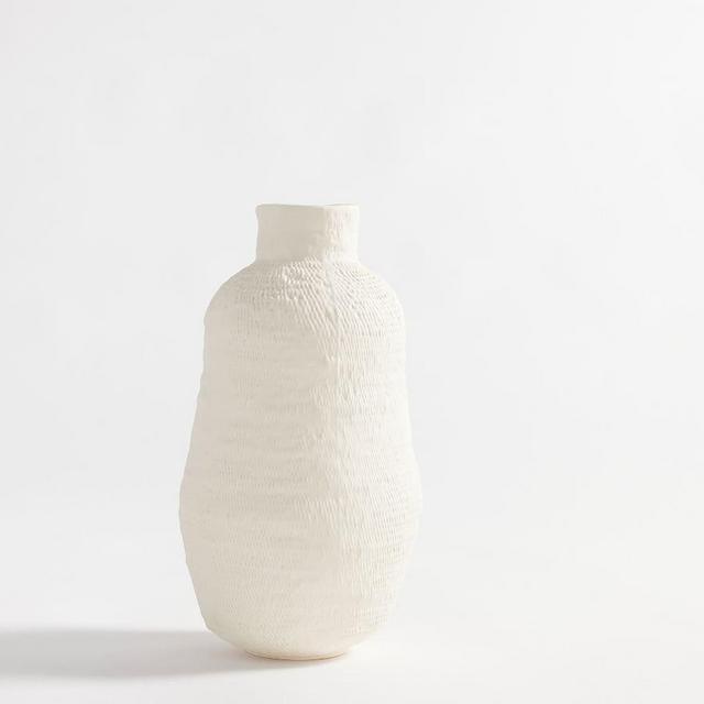 Frasier Handcrafted Etched Vase, Tall, White
