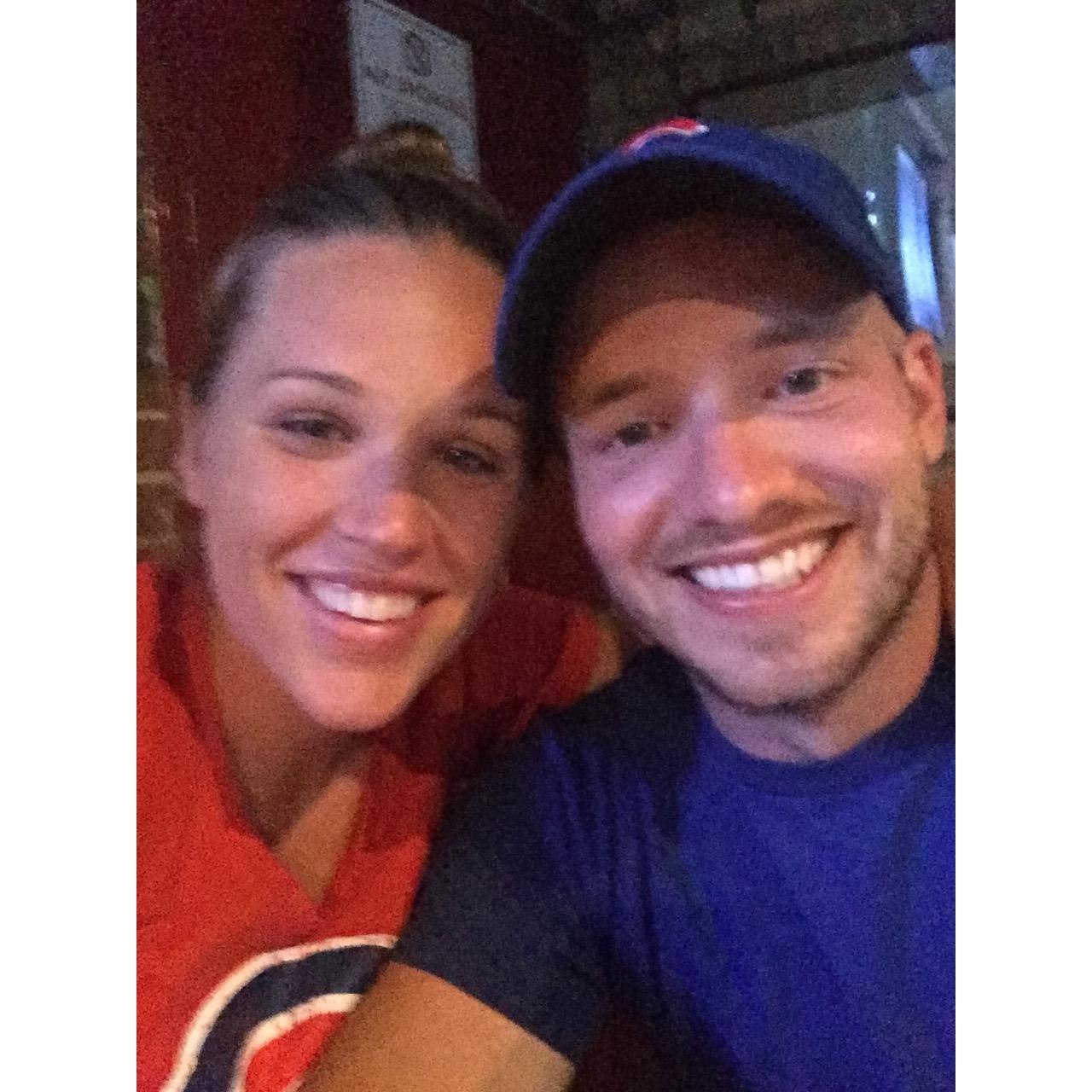 (July 2016) One of Sarah's favorite memories of dating. She was living on Waveland, just a couple blocks from Wrigley. We'd walked down to historic Murphy's Bleachers bar to watch the Cubs games.