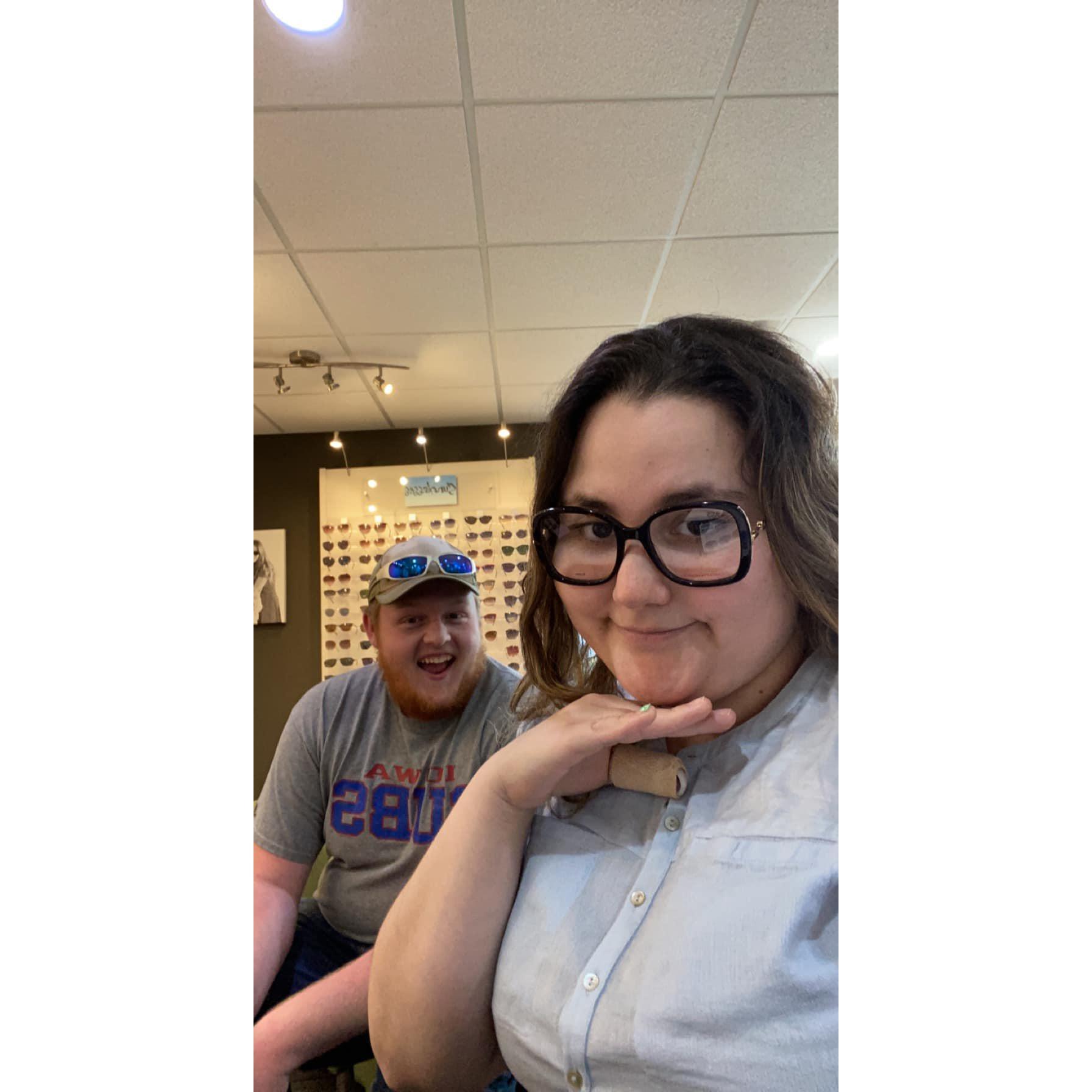 Remington and I picking my next pair of glasses. He might've done some risky suggestions.