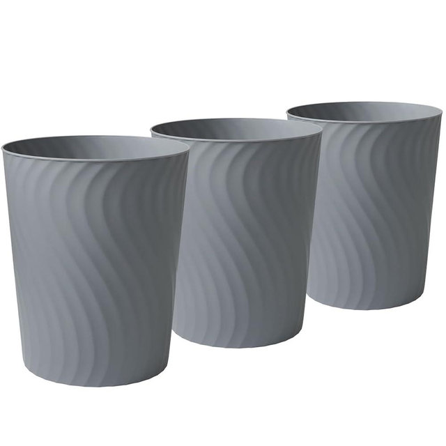 YGJT Small Trash Can, 3 Pack 1.8 Gallons Bathroom Trash Can, Slim Waste Basket, Round Garbage Can, Plastic Trash Bin for Kitchen, Dorm, Bedroom, Office, Living Room, Study, Compact Spaces(Grey)
