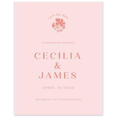 Blush, Pink Wedding Digital Save the Date - Tiburon Portrait