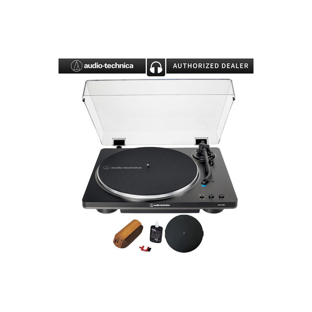 Audio-Technica AT-LP70X-BG Fully Automatic Belt-Drive Turntable Black/Silver with Mat & Cleaning Kit