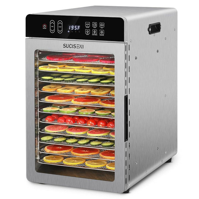 Food Dehydrator Machine for Jerky 11ft², 12 Trays 1000W Stainless Steel Dehydrator with 24H Timer 195℉ Temperature Control, Food Dryer Dehydrated for Meat, Fruits, Veggies, Dog Treats