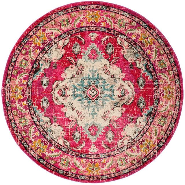 5' Round Medallion Area Rug Pink - Safavieh