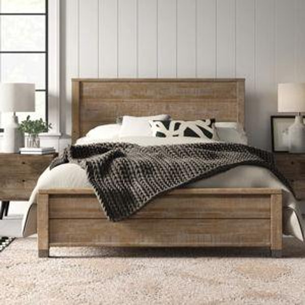 Altamirano Solid Wood Panel Bed - Barnwood, Queen