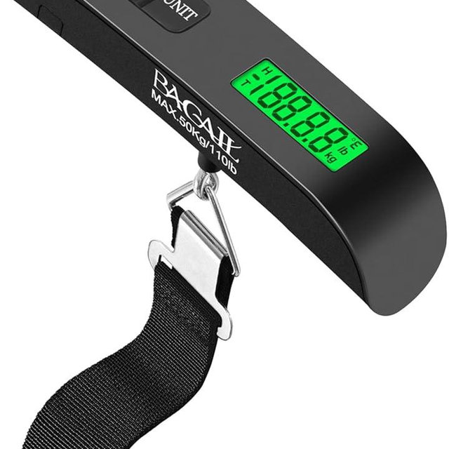 BAGAIL Digital Luggage Scale, 110lbs Hanging Baggage Scale with Backlit LCD Display, Portable Suitcase Weighing Scale, Travel Luggage Weight Scale with Hook, Strong Straps for Travelers