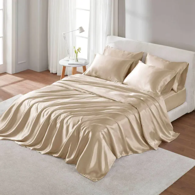 Madison Park California King Satin Luxury Sheet Set Champagne
