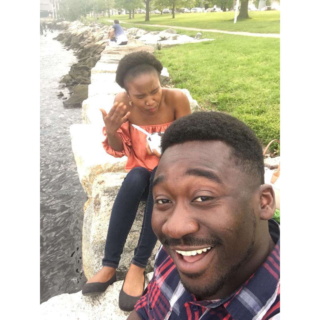Out for ice cream by the lake , I guess he loved the face she makes when she gets a brain freeze lol