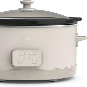 bella 6.0 Qt Programmable Slow Cooker, Ceramic Nonstick Coating, Adjustable Temperature & Cooking Times, Dishwasher Safe Stoneware Pot & Tempered Glass Lid, Tangle Free Cord Wrap, Oatmilk