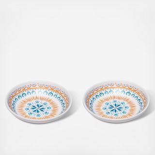 Boho Kitty Medallion Pet Saucer, Set of 2