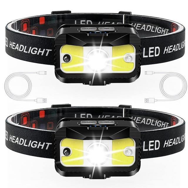 MIOISY Headlamp Rechargeable,1200 Lumen Ultra Bright LED Head Lamp Flashlight with White Red Light, 2 Pack Motion Sensor Waterproof Headlight, 8 Modes Head Lights for Outdoor Camping Fishing Running
