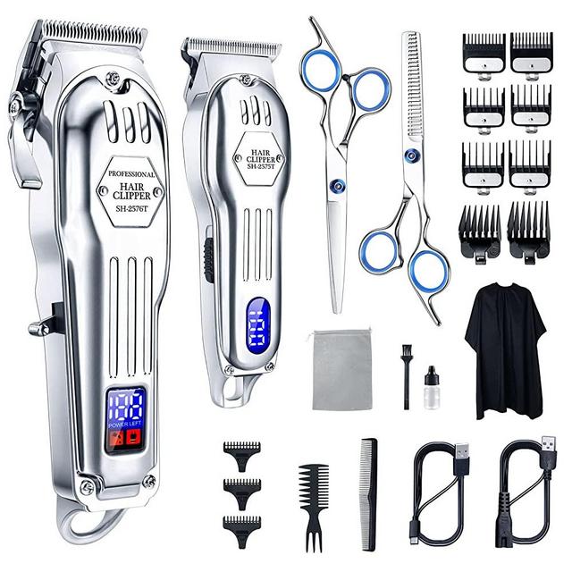 Hair Clippers Professional Cordless for Men, Barber Clippers for Hair Cutting Kit, Wireless LCD Display Hair Trimmers Set, Rechargeable Haircut Machine for Family
