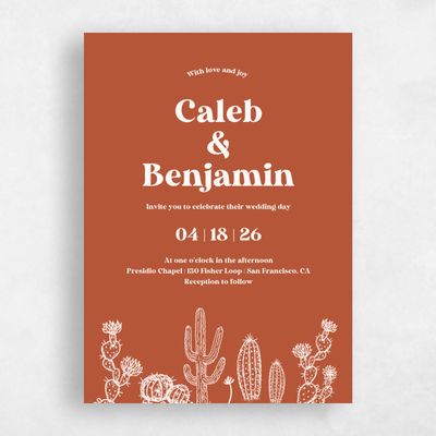 Light Rust, Orange Wedding Invitation - Avondale Portrait