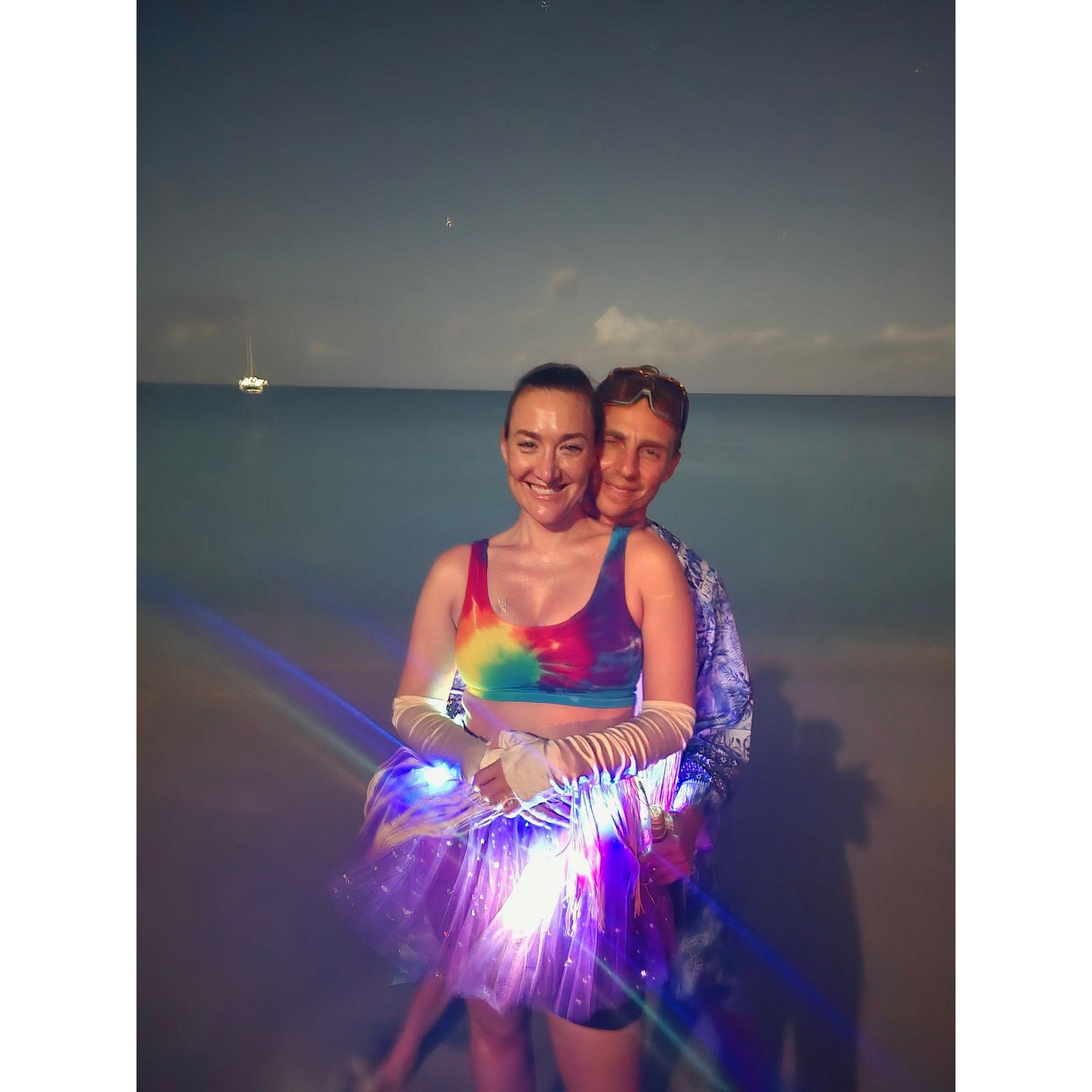 Party on the beach during our sailing trip in the Caribbean with Jake & Darlene