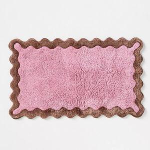 Maeve by Anthropologie Scalloped Cotton Bath Mat - Pink/Brown, S