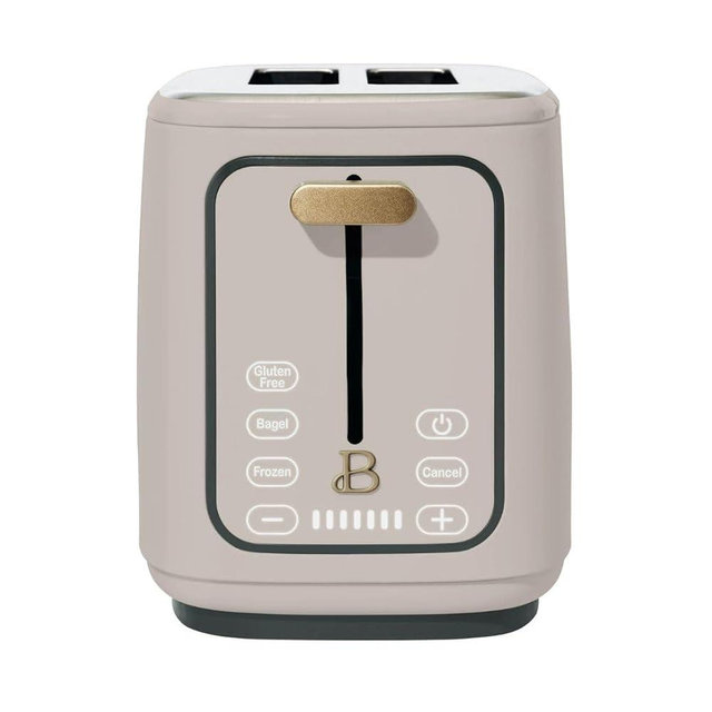 Beautiful by Drew Barrymore 2-Slice Toaster, Touch-Activated Display, 7 Shade Settings, Bagel/Frozen/Reheat Presets. (Porcini Taupe)