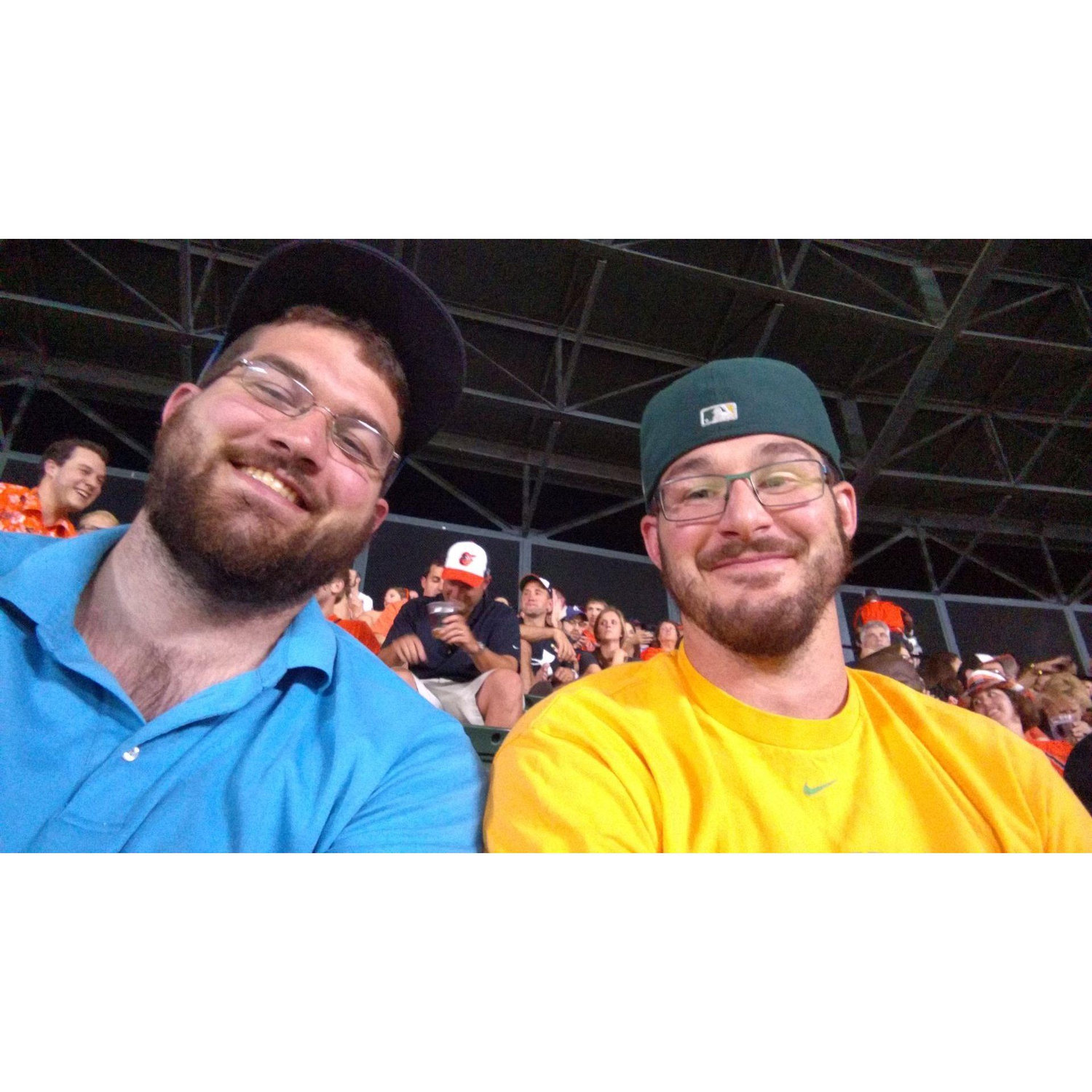 John and brother Andy at an A's game in Baltimore