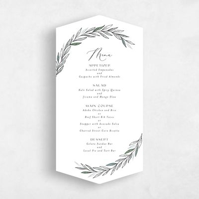 White Diamond Wedding Menu - Bruges
