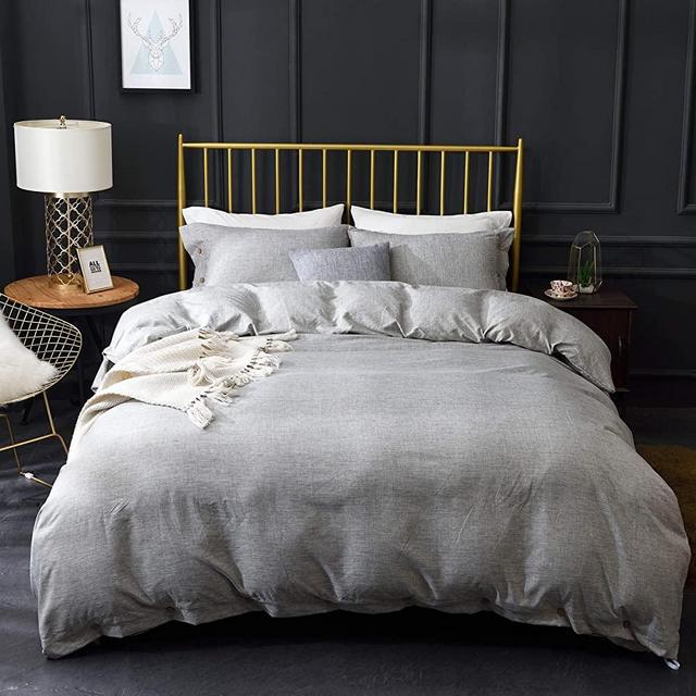 JELLYMONI Pro-Grey Duvet Cover Set,3-in-1 Luxury Button Bedding Set,Ultra Soft Breathable Hypoallergenic Microfiber, Easy Care,Pro-Style,Solid Color Duvet Cover King Size(104"x90")(No Comforter)