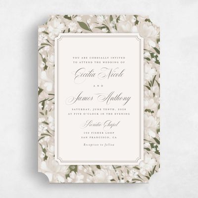 Beige Ticket Wedding Invitation - Annika Portrait