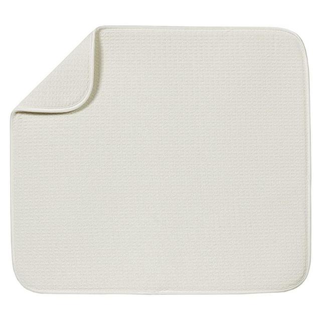 S&T INC. Absorbent, Reversible Microfiber Dish Drying Mat for Kitchen, 16 Inch x 18 Inch, Cream