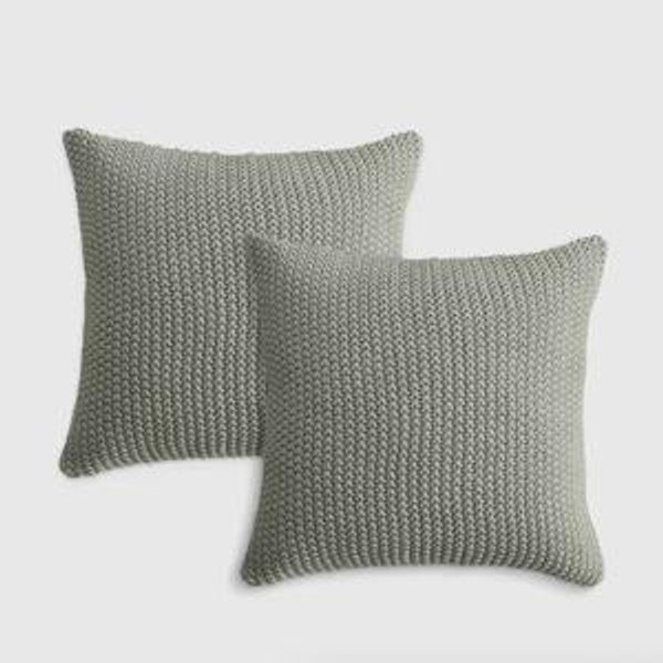 Cotton Fisherman Pillow Cover (Set of 2) in Dried Sage