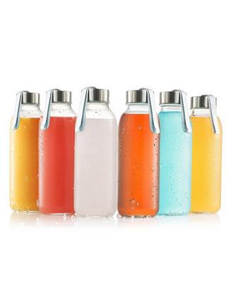 6 Pack Glass 16-Oz. Bottles with Caps and Carrying Loop