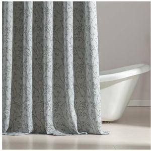 SLEEP ZONE Farmhouse Jacquard Shower Curtain, Textured Fabric Shower Curtains Leaf Curtain for Modern Home Decorations Bathroom, 72" × 72" Grey Leaf