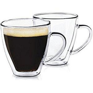 Dragon Glassware Espresso Cups - Double Wall Insulated Glasses for Espresso, Coffee, Cappucinno, Lungo, Latte, Tea - 6 Ounces, Set of 2 (Gift Boxed)